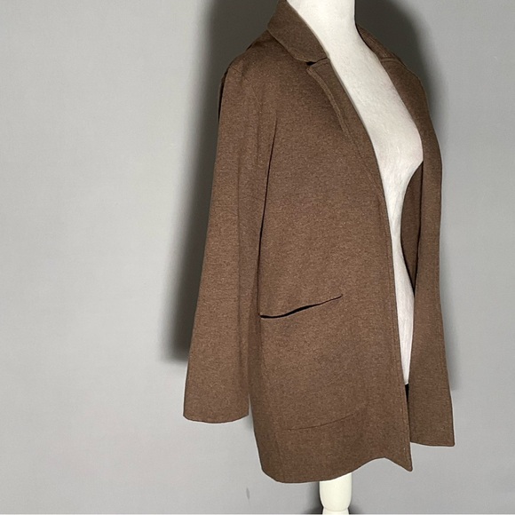Quince Organic Cottin Knit Blazer Cardigan XS Brown Minimalist Capsule Wardrobe - Picture 11 of 16